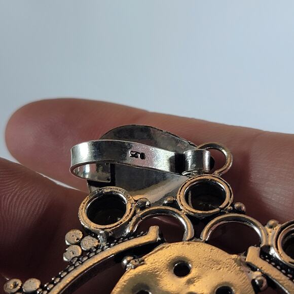 Handmade Silver Pendant – Dendritic Opal & Peridot + 20" Silver Snake Chain - Picture 8 of 10